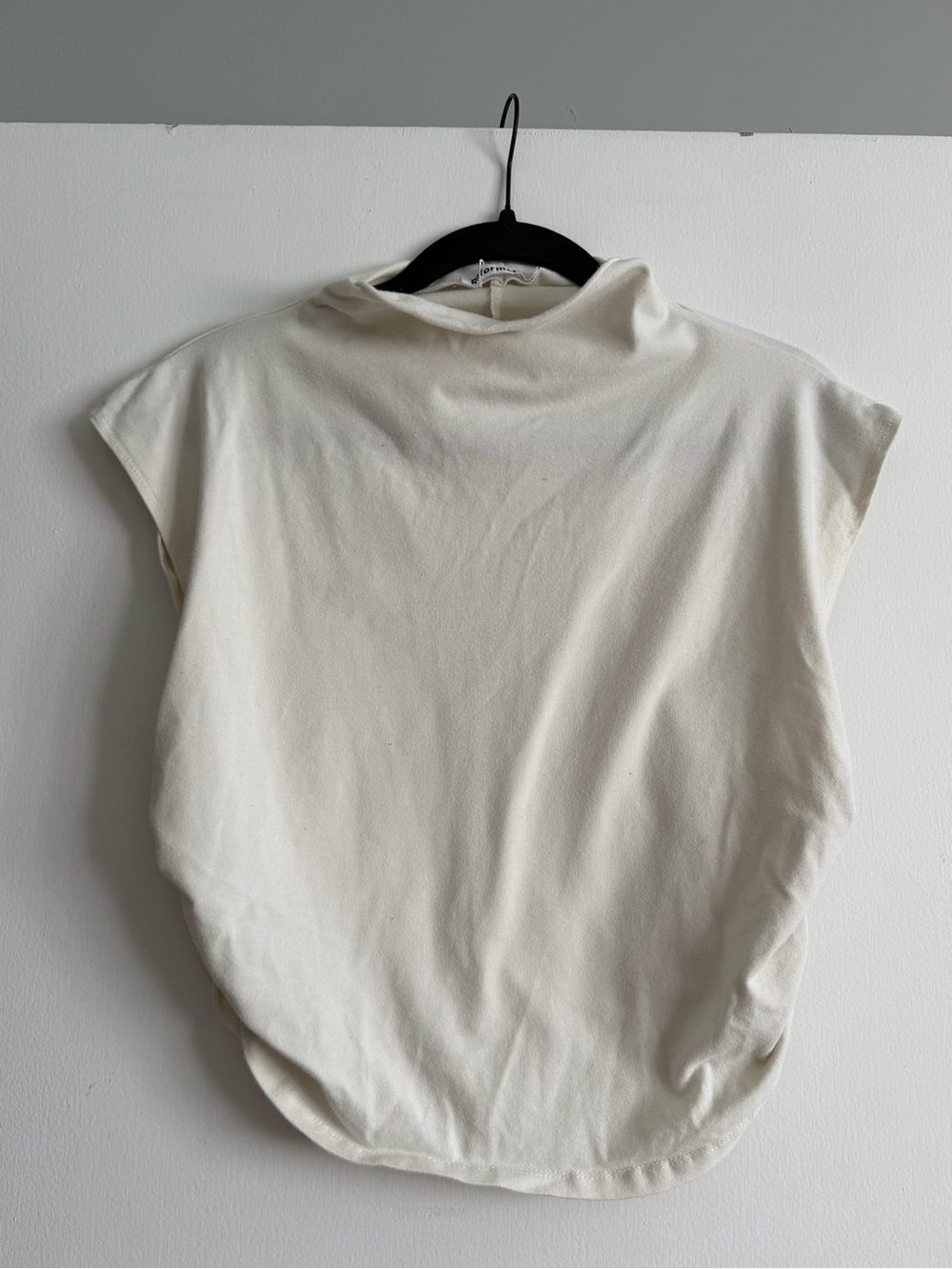 Reformation Cream Short Sleeve Funnel Neck Top